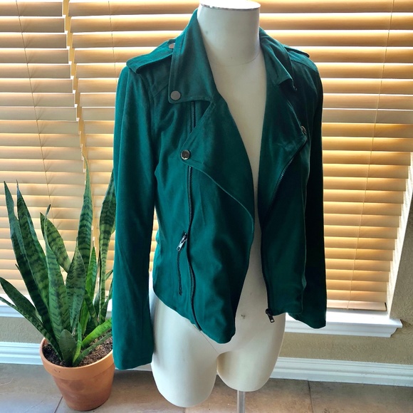 Alice Blue Jackets & Blazers - ALICE BLUE Stitch Fix Green Faux Suede Moto Jacket
